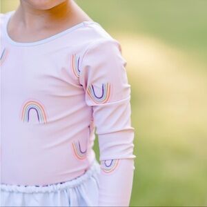 💕Sz 6 SweetHoney Rainbow Pink darling leotard with reversible dance skirt!